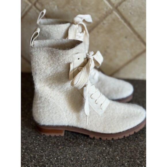 Kate Spade New York  Merigue Boots In Milk White Women's Combat Boots Sz 6B - Picture 5 of 7